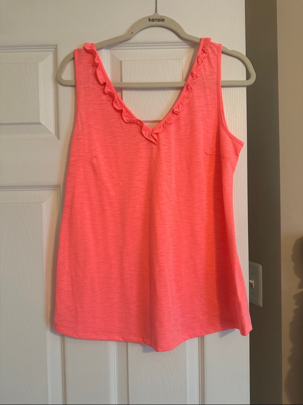 Lilly Pulitzer Coral Ruffle V-Neck Tank Top